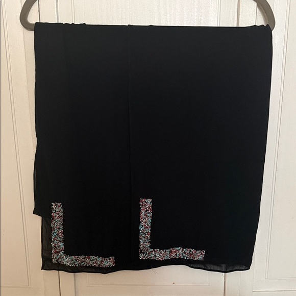 Accessories - Black Scarf with Sequined Corner Accents